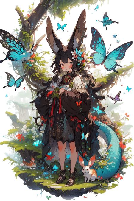 03903-418897677-best quality,masterpiece,illustration,1girl,solo,full body,Blank background,(Fantasy world style_1.1),(Animal ear_1.1),tail,(Cut.png